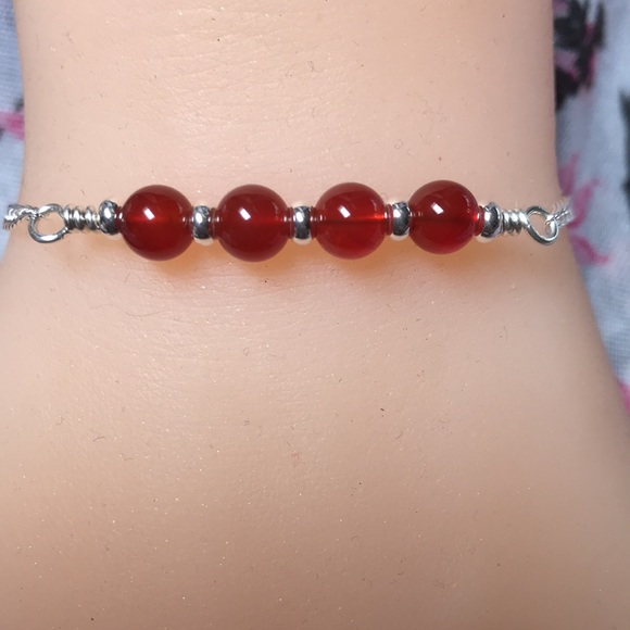 Fire Red Agate Sterling Silver Bracelet - Picture 3 of 7
